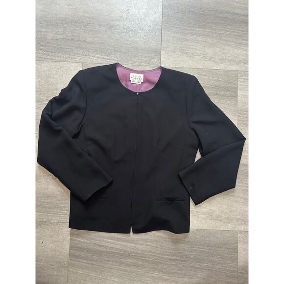 Vintage David Warren New York Black Zipper Jacket - Size 14 - Picture 1 of 6